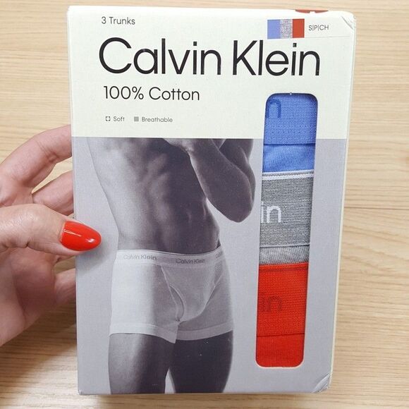 Calvin Klein Other - CALVIN KLEIN Boxer Briefs Mens Small Red Blue Grey 3-Pack 100% Cotton Trunks
